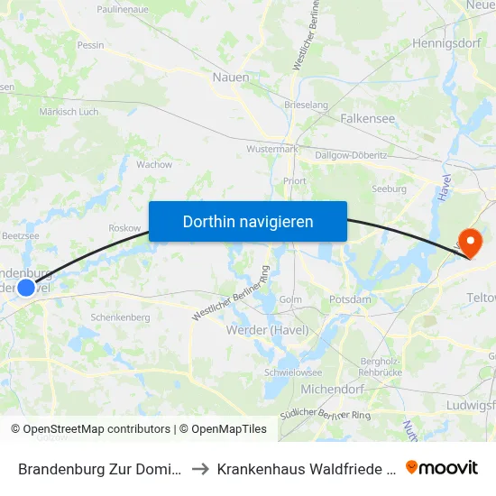 Brandenburg Zur Dominsel to Krankenhaus Waldfriede e. V. map