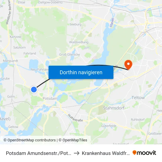Potsdam Amundsenstr./Potsdamer Str. to Krankenhaus Waldfriede e. V. map