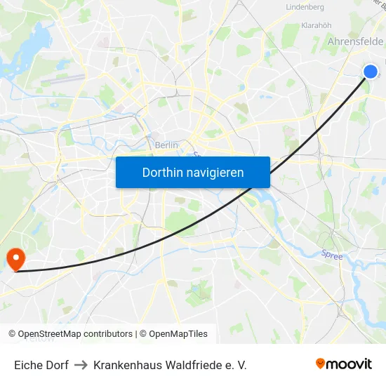 Eiche Dorf to Krankenhaus Waldfriede e. V. map