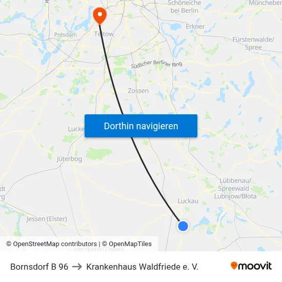 Bornsdorf B 96 to Krankenhaus Waldfriede e. V. map