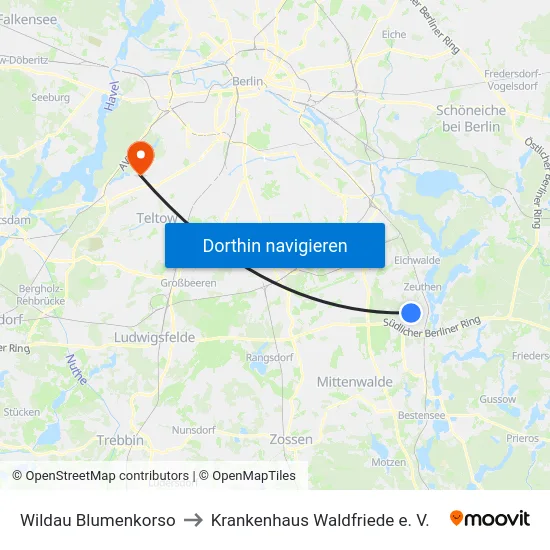 Wildau Blumenkorso to Krankenhaus Waldfriede e. V. map