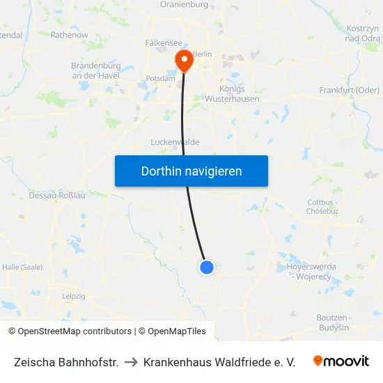 Zeischa Bahnhofstr. to Krankenhaus Waldfriede e. V. map