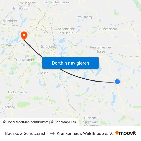 Beeskow Schützenstr. to Krankenhaus Waldfriede e. V. map