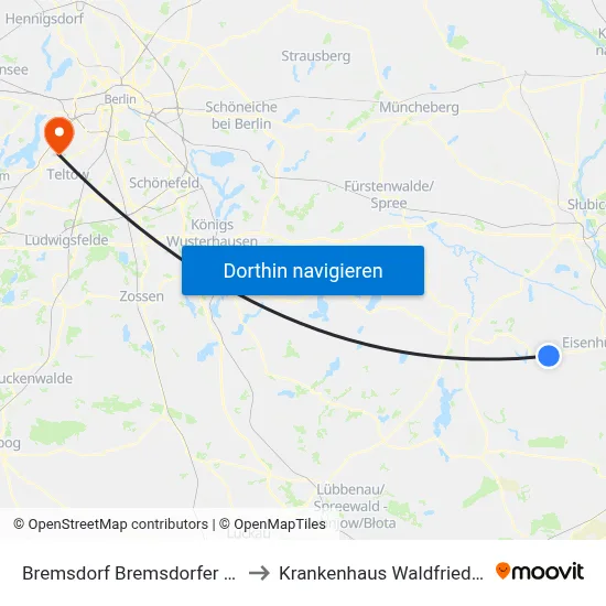 Bremsdorf Bremsdorfer Mühle to Krankenhaus Waldfriede e. V. map