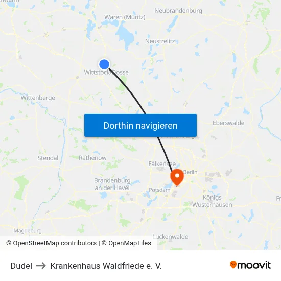 Dudel to Krankenhaus Waldfriede e. V. map
