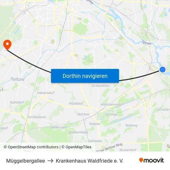 Müggelbergallee to Krankenhaus Waldfriede e. V. map