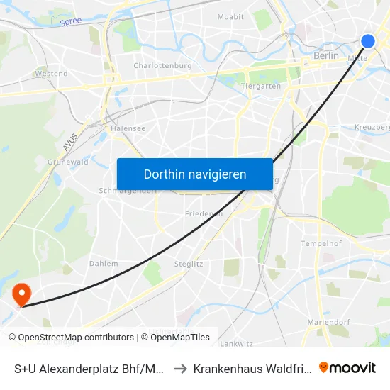 S+U Alexanderplatz Bhf/Memhardstr. to Krankenhaus Waldfriede e. V. map