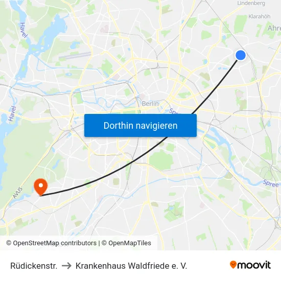 Rüdickenstr. to Krankenhaus Waldfriede e. V. map