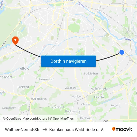 Walther-Nernst-Str. to Krankenhaus Waldfriede e. V. map