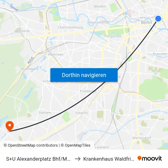 S+U Alexanderplatz Bhf/Memhardstr. to Krankenhaus Waldfriede e. V. map