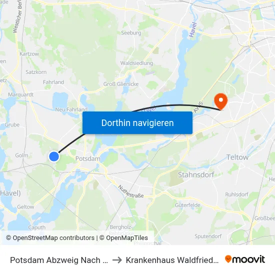 Potsdam Abzweig Nach Eiche to Krankenhaus Waldfriede e. V. map