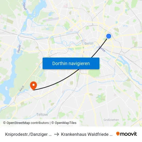 Kniprodestr./Danziger Str. to Krankenhaus Waldfriede e. V. map