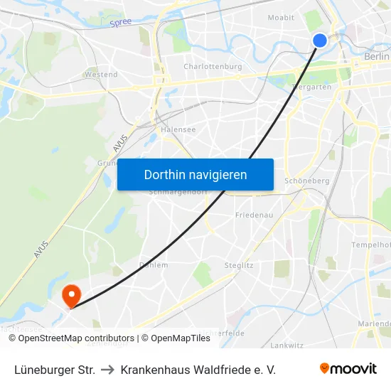 Lüneburger Str. to Krankenhaus Waldfriede e. V. map