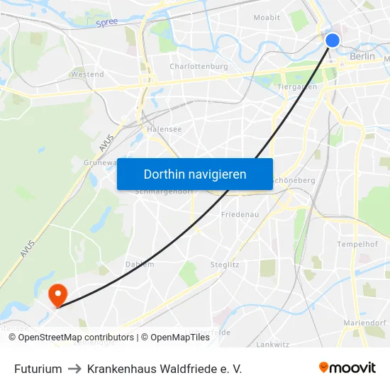 Futurium to Krankenhaus Waldfriede e. V. map