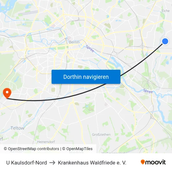 U Kaulsdorf-Nord to Krankenhaus Waldfriede e. V. map