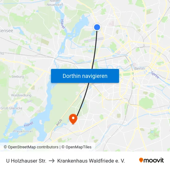U Holzhauser Str. to Krankenhaus Waldfriede e. V. map