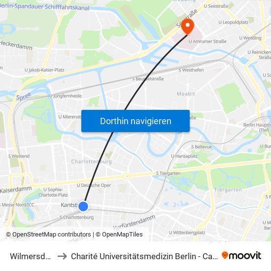 Wilmersdorfer Str. to Charité Universitätsmedizin Berlin - Campus Virchow Klinikum map