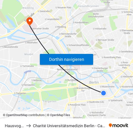 Hausvogteiplatz to Charité Universitätsmedizin Berlin - Campus Virchow Klinikum map