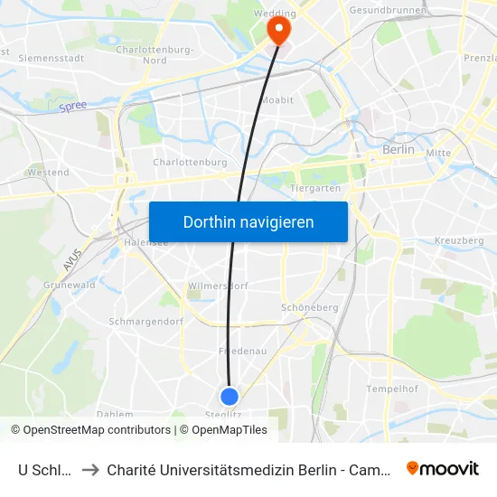 U Schloßstr. to Charité Universitätsmedizin Berlin - Campus Virchow Klinikum map