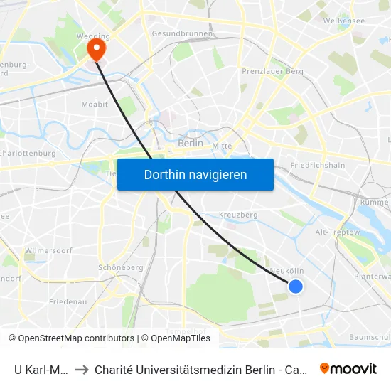 U Karl-Marx-Str. to Charité Universitätsmedizin Berlin - Campus Virchow Klinikum map