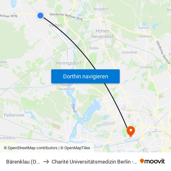 Bärenklau (Ohv) Bahnhof to Charité Universitätsmedizin Berlin - Campus Virchow Klinikum map