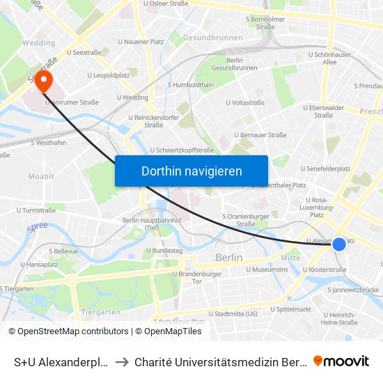 S+U Alexanderplatz Bhf/Grunerstr. to Charité Universitätsmedizin Berlin - Campus Virchow Klinikum map
