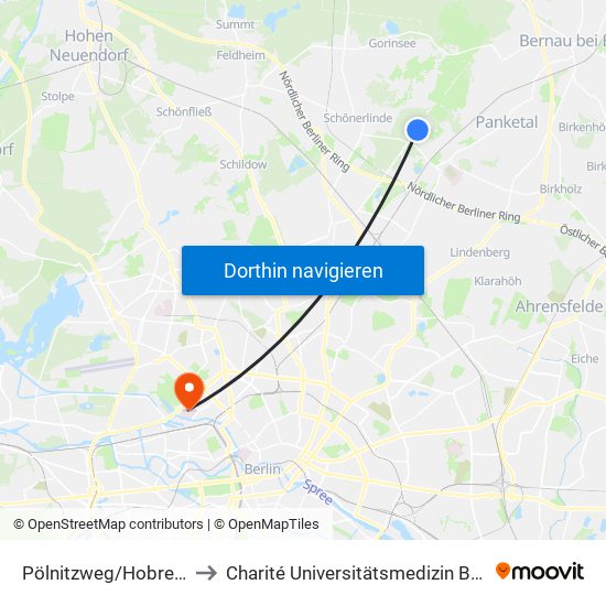 Pölnitzweg/Hobrechtsfelder Chaussee to Charité Universitätsmedizin Berlin - Campus Virchow Klinikum map