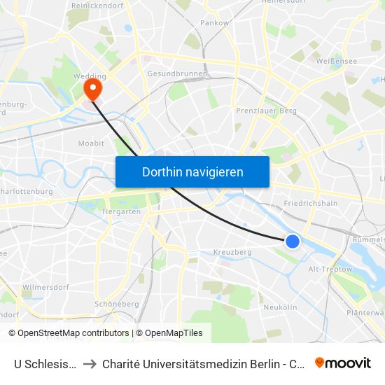 U Schlesisches Tor to Charité Universitätsmedizin Berlin - Campus Virchow Klinikum map