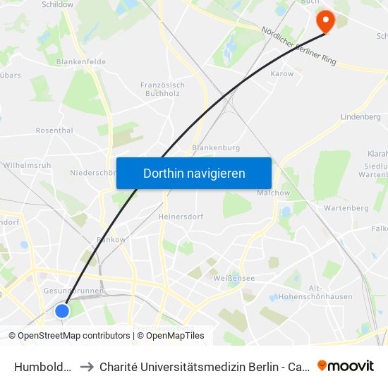 Humboldthain to Charité Universitätsmedizin Berlin -  Campus Buch map