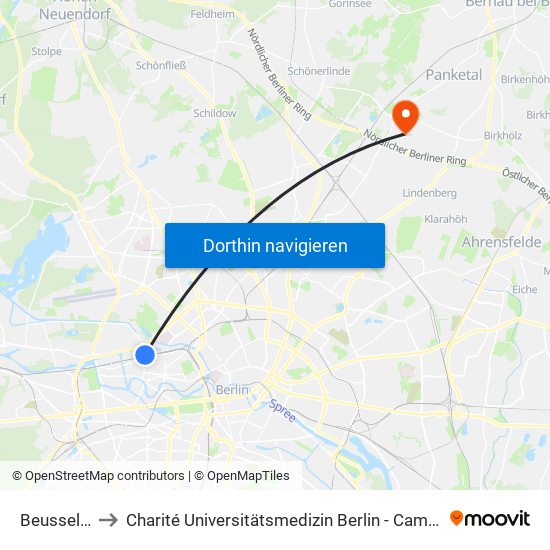 Beusselstr. to Charité Universitätsmedizin Berlin -  Campus Buch map