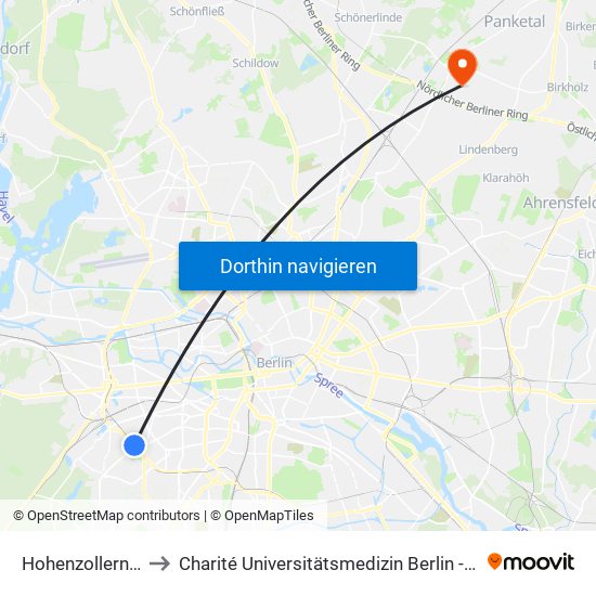 Hohenzollerndamm to Charité Universitätsmedizin Berlin -  Campus Buch map