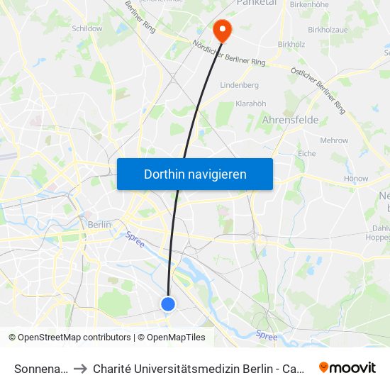 Sonnenallee to Charité Universitätsmedizin Berlin -  Campus Buch map