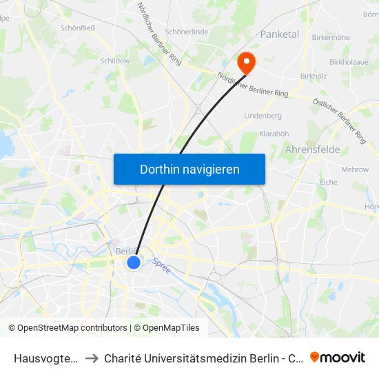 Hausvogteiplatz to Charité Universitätsmedizin Berlin -  Campus Buch map