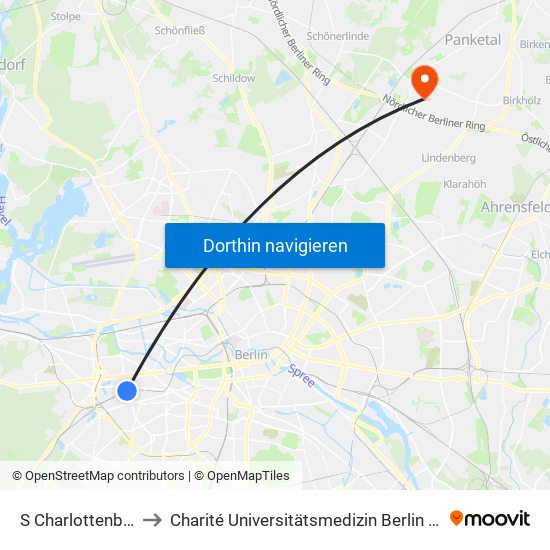 S Charlottenburg Bhf to Charité Universitätsmedizin Berlin -  Campus Buch map