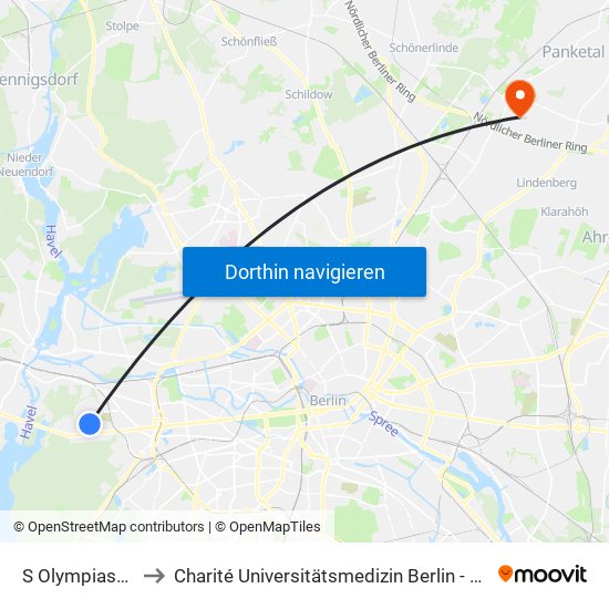 S Olympiastadion to Charité Universitätsmedizin Berlin -  Campus Buch map