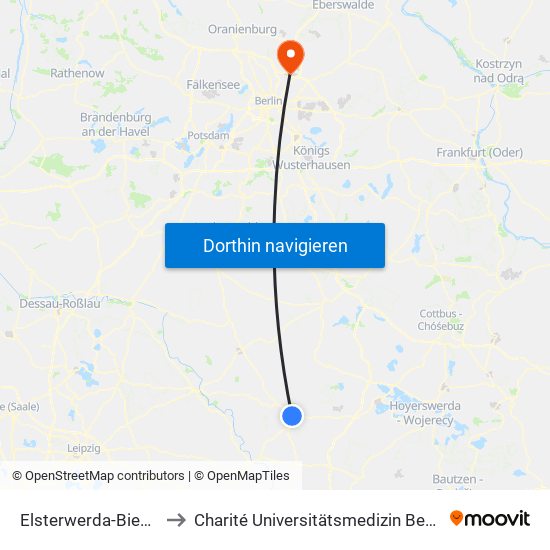 Elsterwerda Bahnhof to Charité Universitätsmedizin Berlin -  Campus Buch map