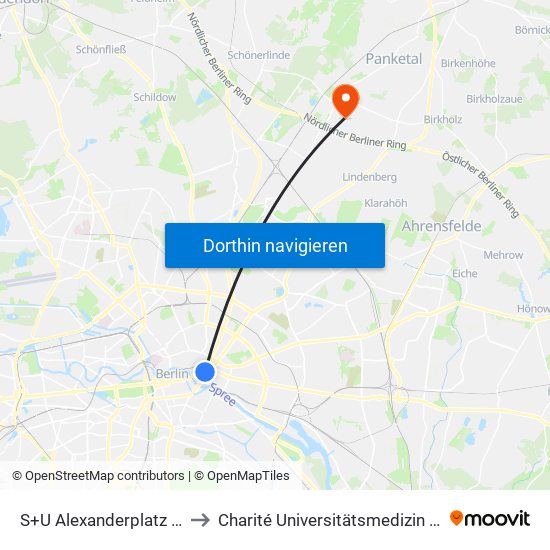 S+U Alexanderplatz Bhf/Gontardstr. to Charité Universitätsmedizin Berlin -  Campus Buch map