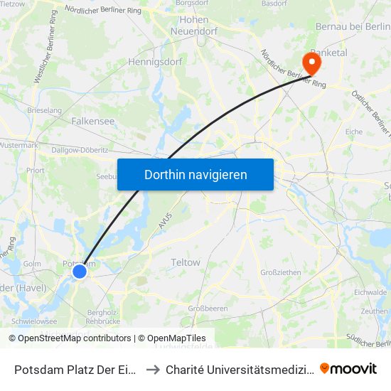 Potsdam Platz Der Einheit/Bildungsforum to Charité Universitätsmedizin Berlin -  Campus Buch map