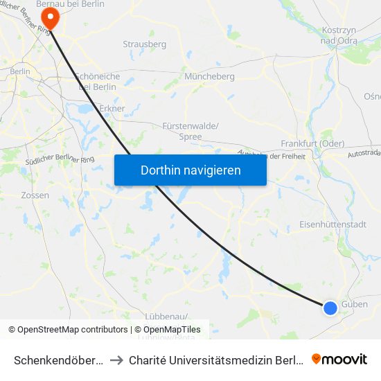 Schenkendöbern Seeweg to Charité Universitätsmedizin Berlin -  Campus Buch map