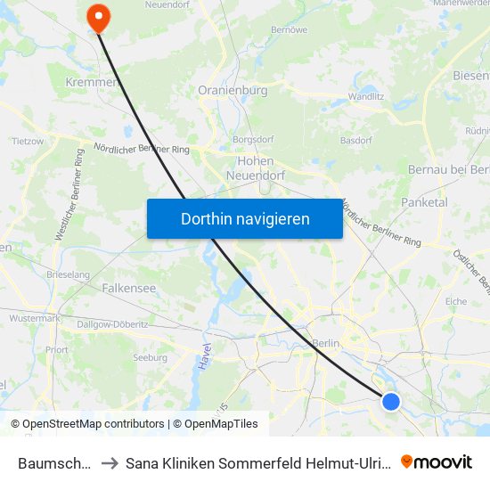 Baumschulenweg to Sana Kliniken Sommerfeld Helmut-Ulrici-Kliniken Kremmen OT map