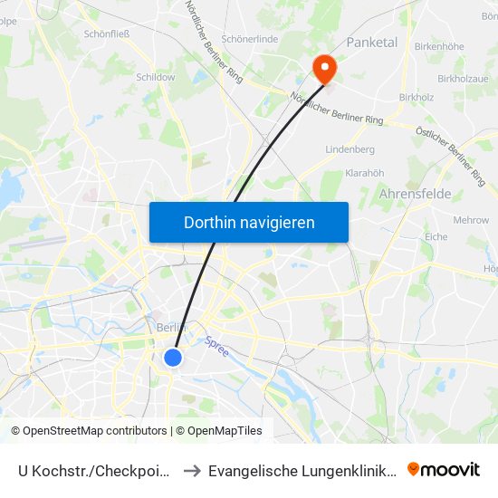 U Kochstr./Checkpoint Charlie to Evangelische Lungenklinik Haus 205 map