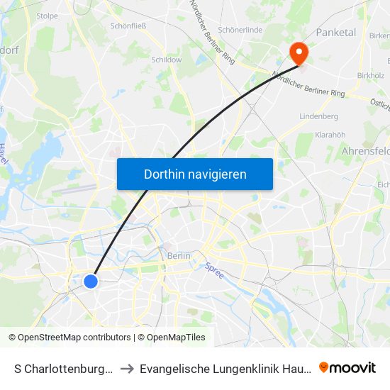 S Charlottenburg Bhf to Evangelische Lungenklinik Haus 205 map