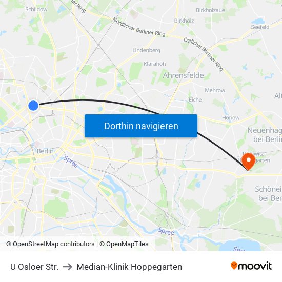 U Osloer Str. to Median-Klinik Hoppegarten map