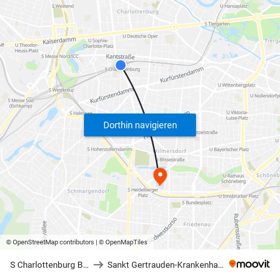 S Charlottenburg Bhf to Sankt Gertrauden-Krankenhaus map