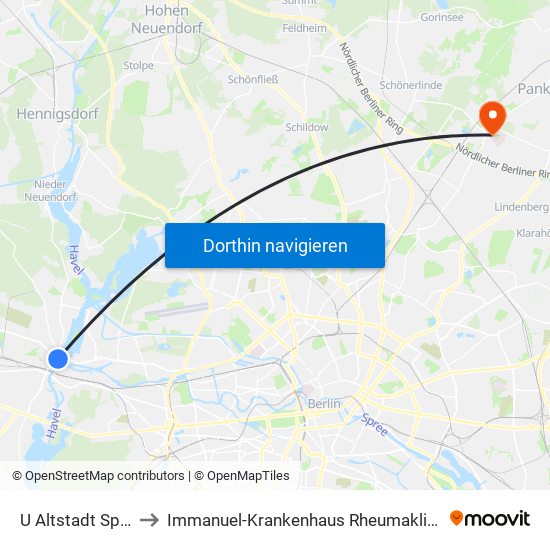 U Altstadt Spandau to Immanuel-Krankenhaus Rheumaklinik Haus 203 map