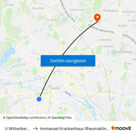 U Wittenbergplatz to Immanuel-Krankenhaus Rheumaklinik Haus 203 map