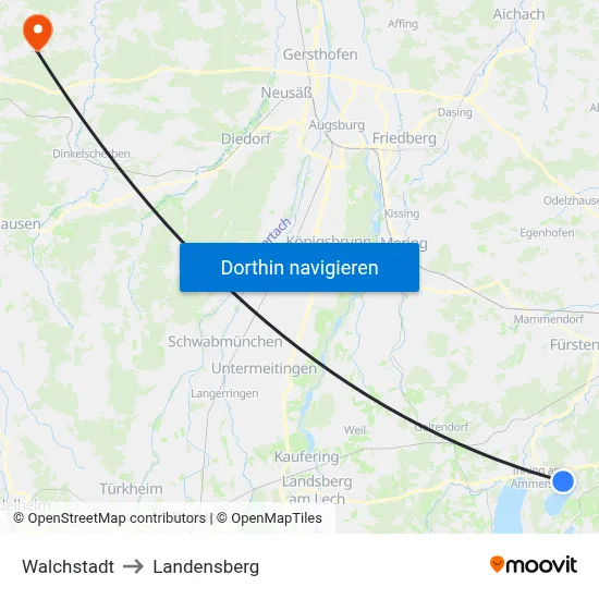 Walchstadt to Landensberg map