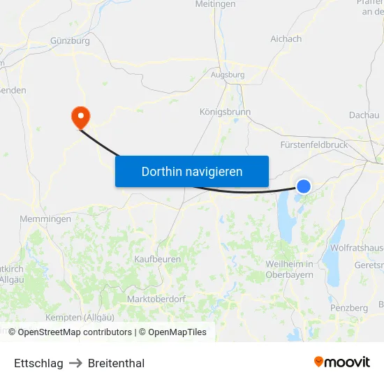 Ettschlag to Breitenthal map