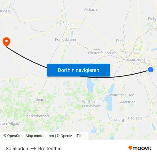 Solalinden to Breitenthal map