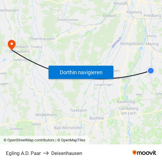 Egling A.D. Paar to Deisenhausen map
